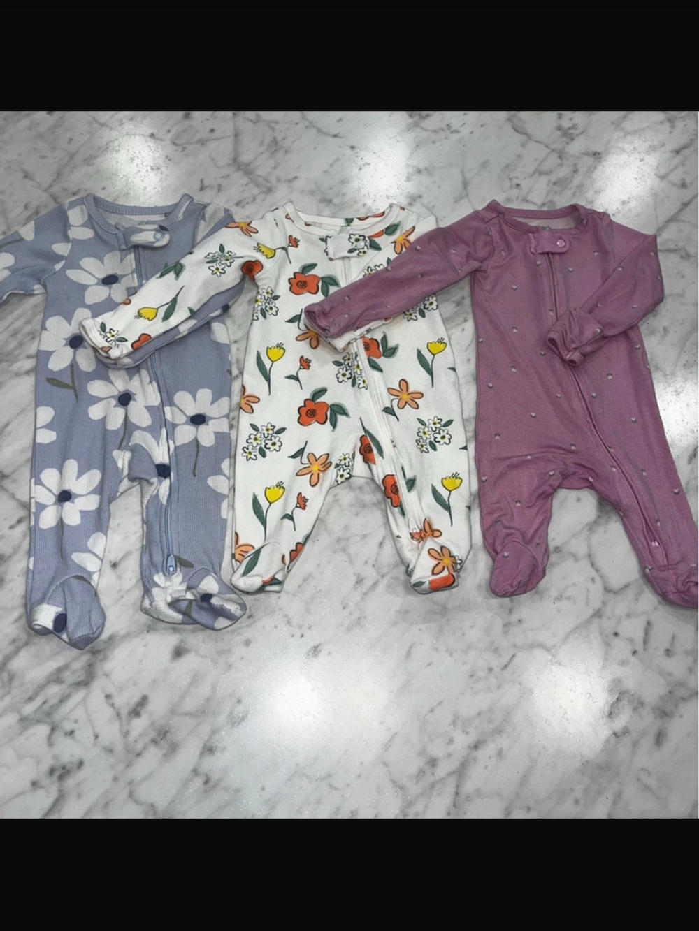 Carter's Lavender Floral, White Floral & Mauve Footed One-Pieces